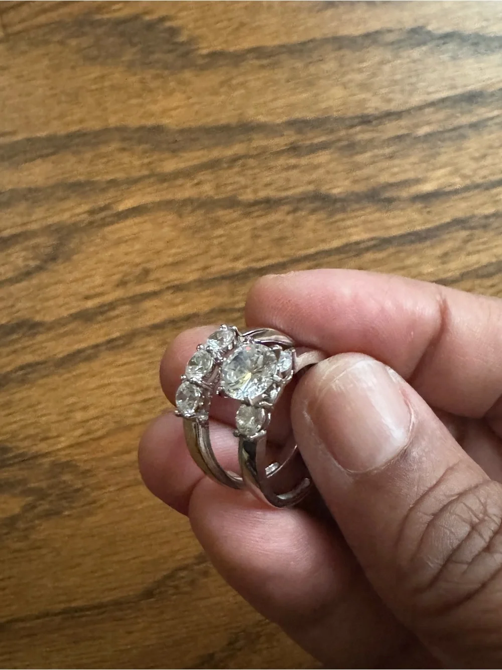 Silver-Tone Clear Crystal Cocktail Ring Set - Women Jewelry